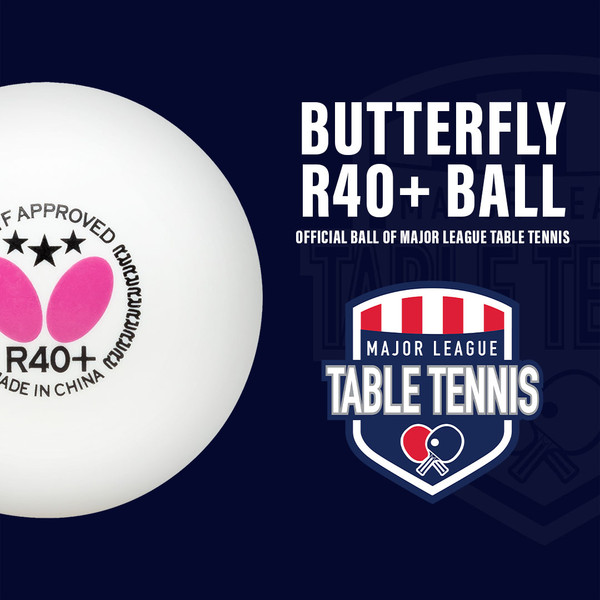 Butterfly R40+ 3-Star Ball - Official Ball of Major League Table Tennis